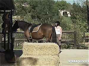 pony Rider Yasmin Scott rides a strung up Stallion
