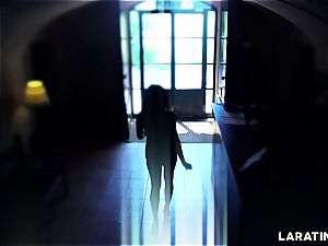 hot figure Latina running around naked in a hotel